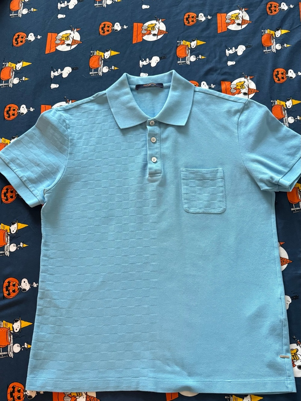 Louis Vuitton Light Blue Knit Polo with Chest Pocket